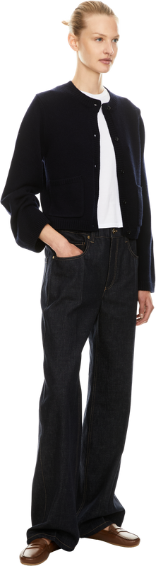 Wool-cashmere cardigan navy blue