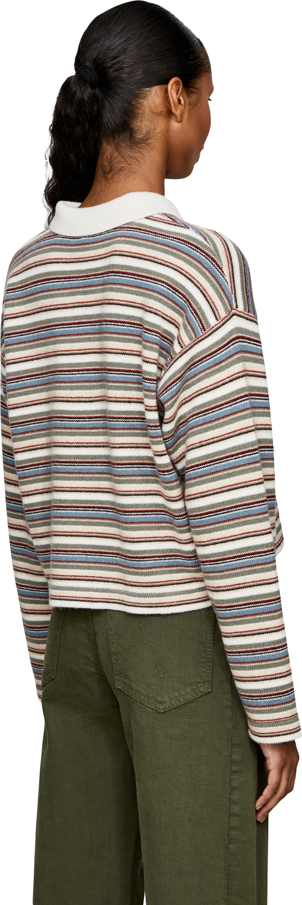 Frame Gestreiftes Woll-Cashmere-Pullover 'The Quad' Multi, Rückansicht – UNGER.DE