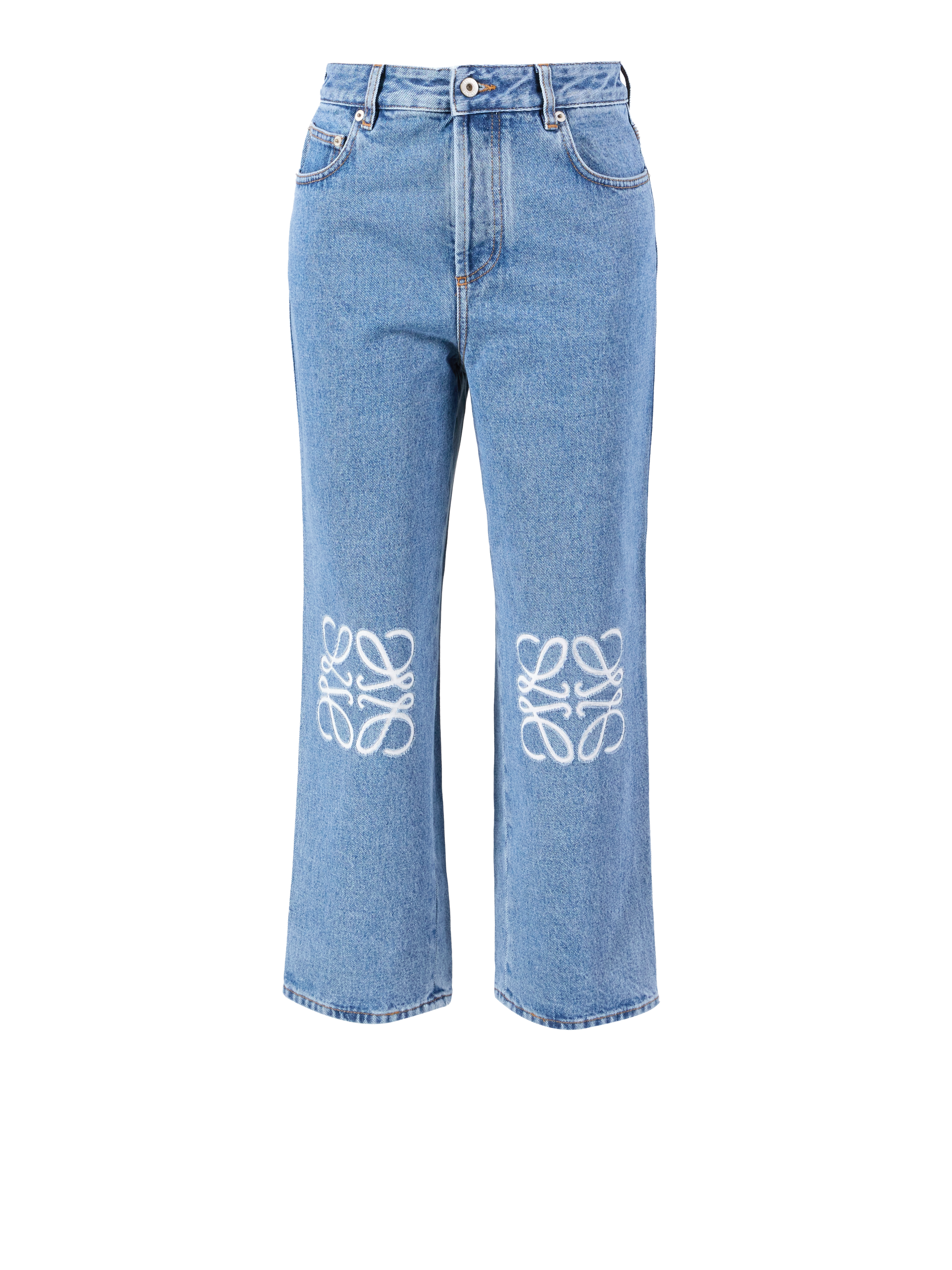 Cropped Jeans mit Anagram Mittelblau