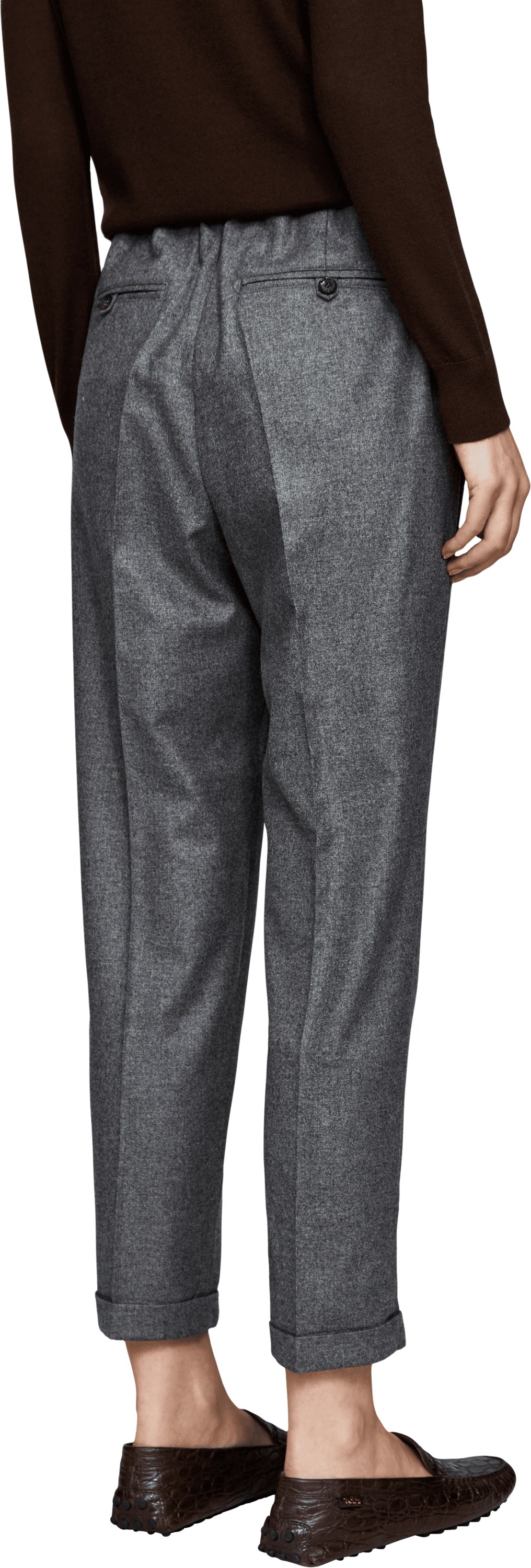 Kiton Woll-Cashmere-Hose Grau, Rückansicht – UNGER.DE