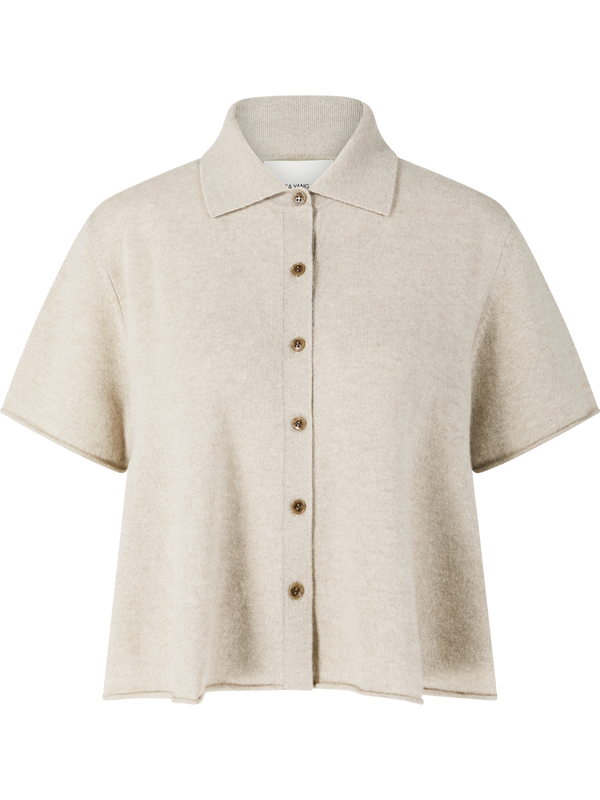 Kurzärmelige Cashmere-Strickjacke 'Leith' Sand