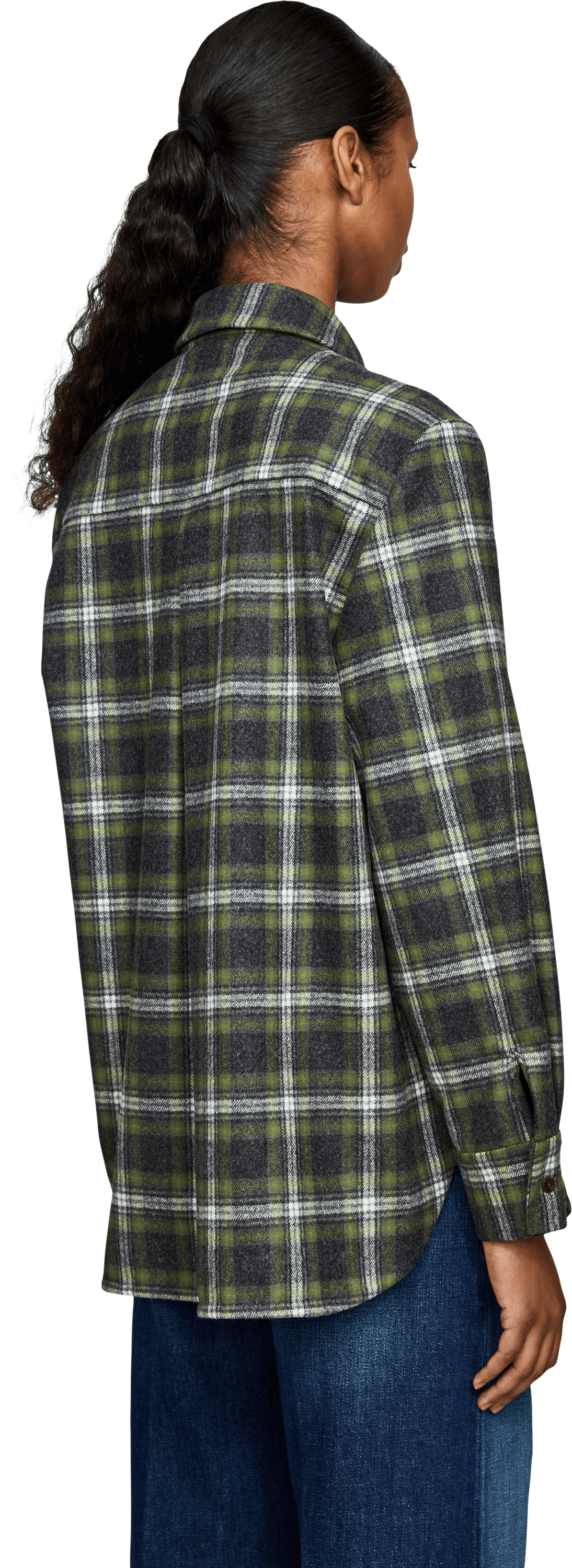 Johnstons of Elgin Kariertes Hemd 'Clanlass' aus Wolle und Cashmere Grün, Rückansicht – UNGER.DE