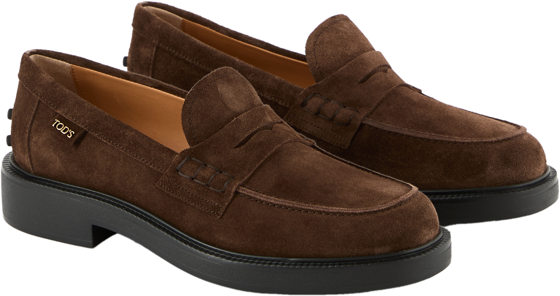 TOD'S Loafer aus Veloursleder Dunkelbraun, Frontansicht – UNGER.DE