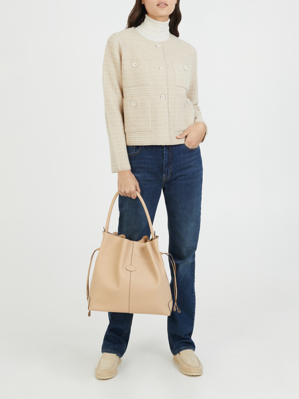 Wollstrickjacke Beige