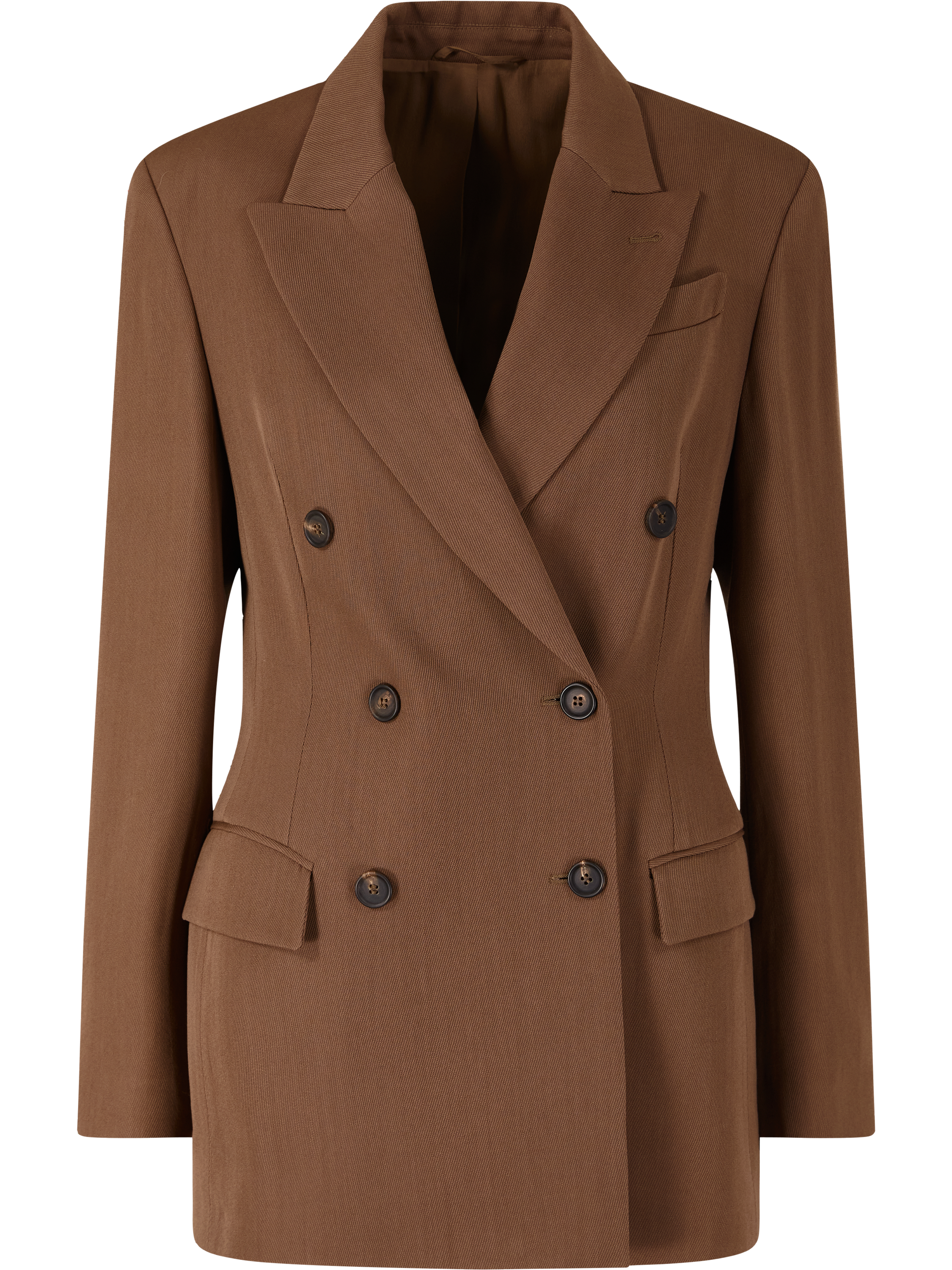 Double-breasted virgin wool blazer brown