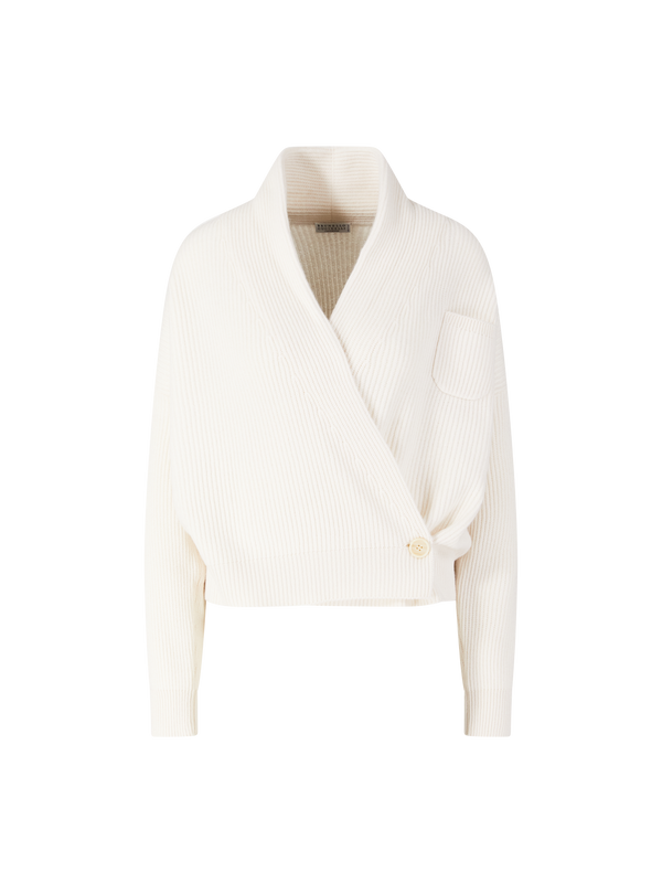 Cashmere-Strickjacke Crème