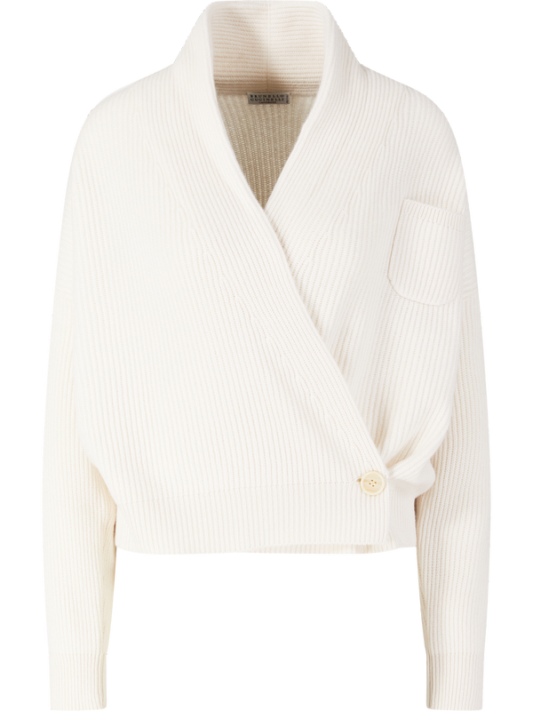 Cashmere-Strickjacke Crème