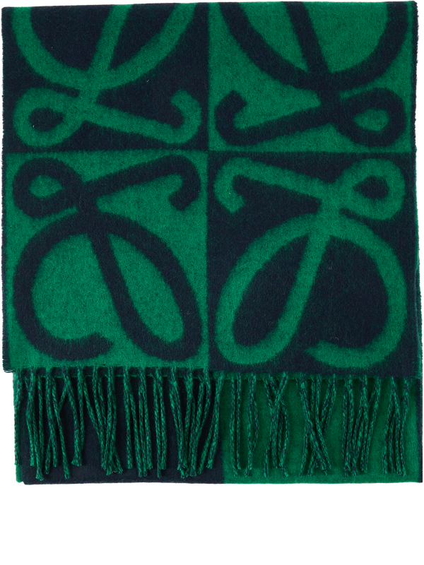 Woll-Cashmere-Schal mit Anagram-Jacquardmuster Marineblau