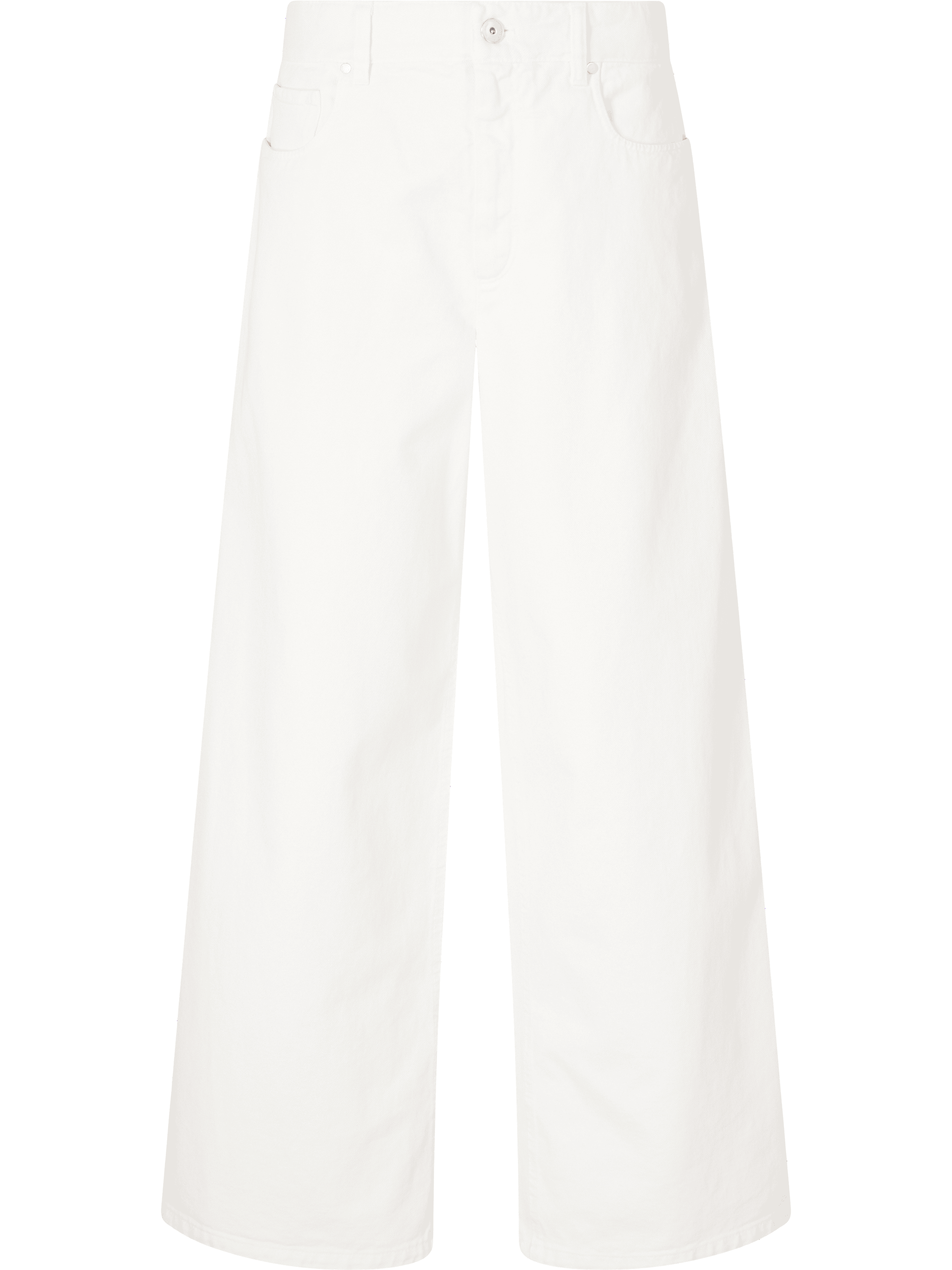 Wide-leg jeans with Monili pearls cream