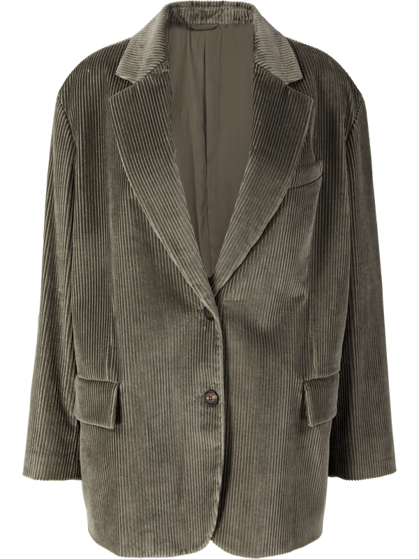 Corduroy blazer with Monili pearls, olive green