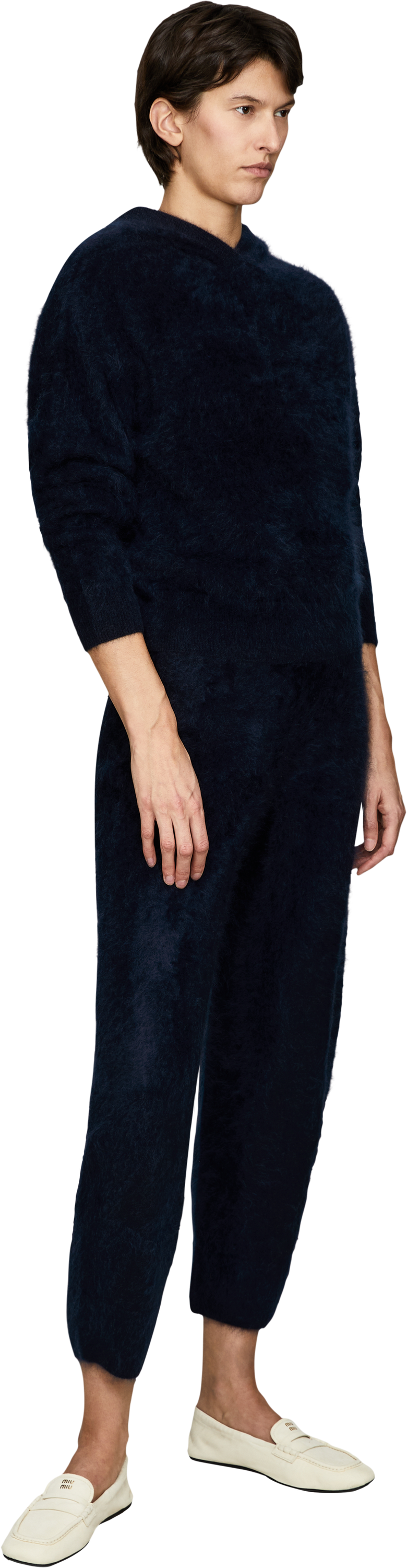 Iris von Arnim Cashmere-Hose 'Darbie Brushed' Navy, Modelansicht – UNGER.DE