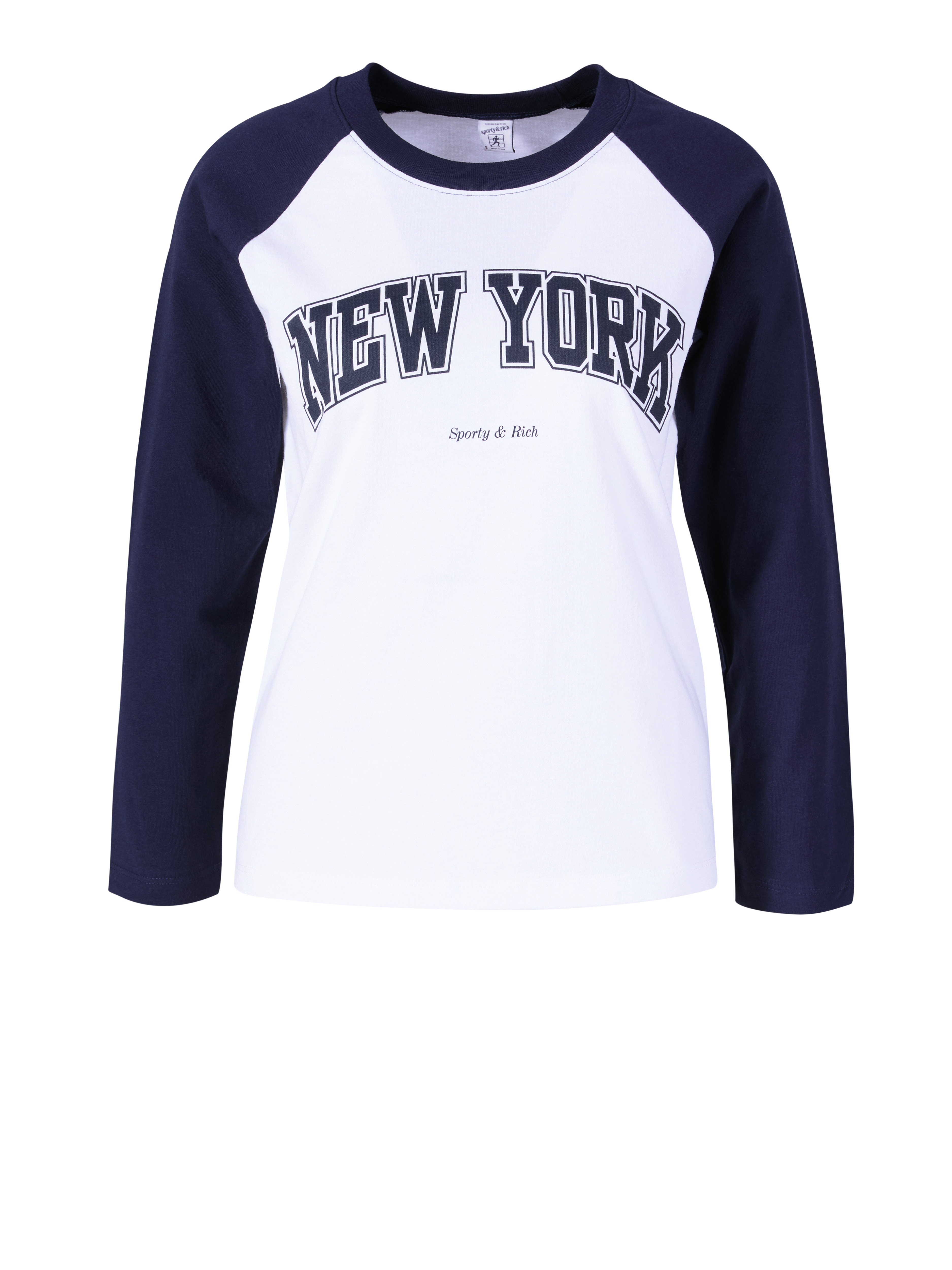 Langarmshirt 'New York' Marineblau/Weiß