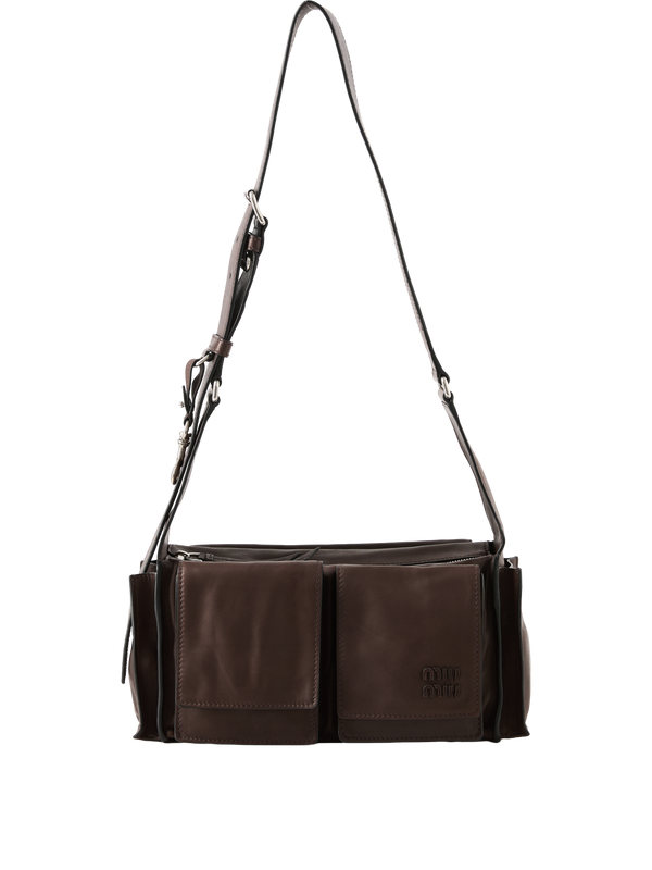 Schultertasche 'Utilitaire' aus Lammleder Dunkelbraun