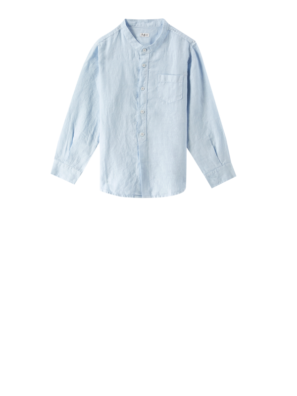 Leinenhemd mit Brusttasche Blau