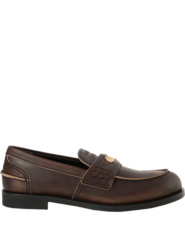 Penny loafer with vintage effect ebony