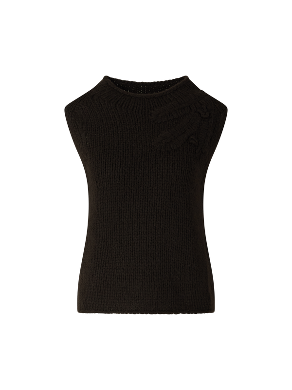 Ärmelloses Cashmere-Seidentop 'Jyll Embroidery' Schokolade