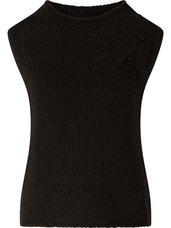 Ärmelloses Cashmere-Seidentop 'Jyll Embroidery' Schokolade