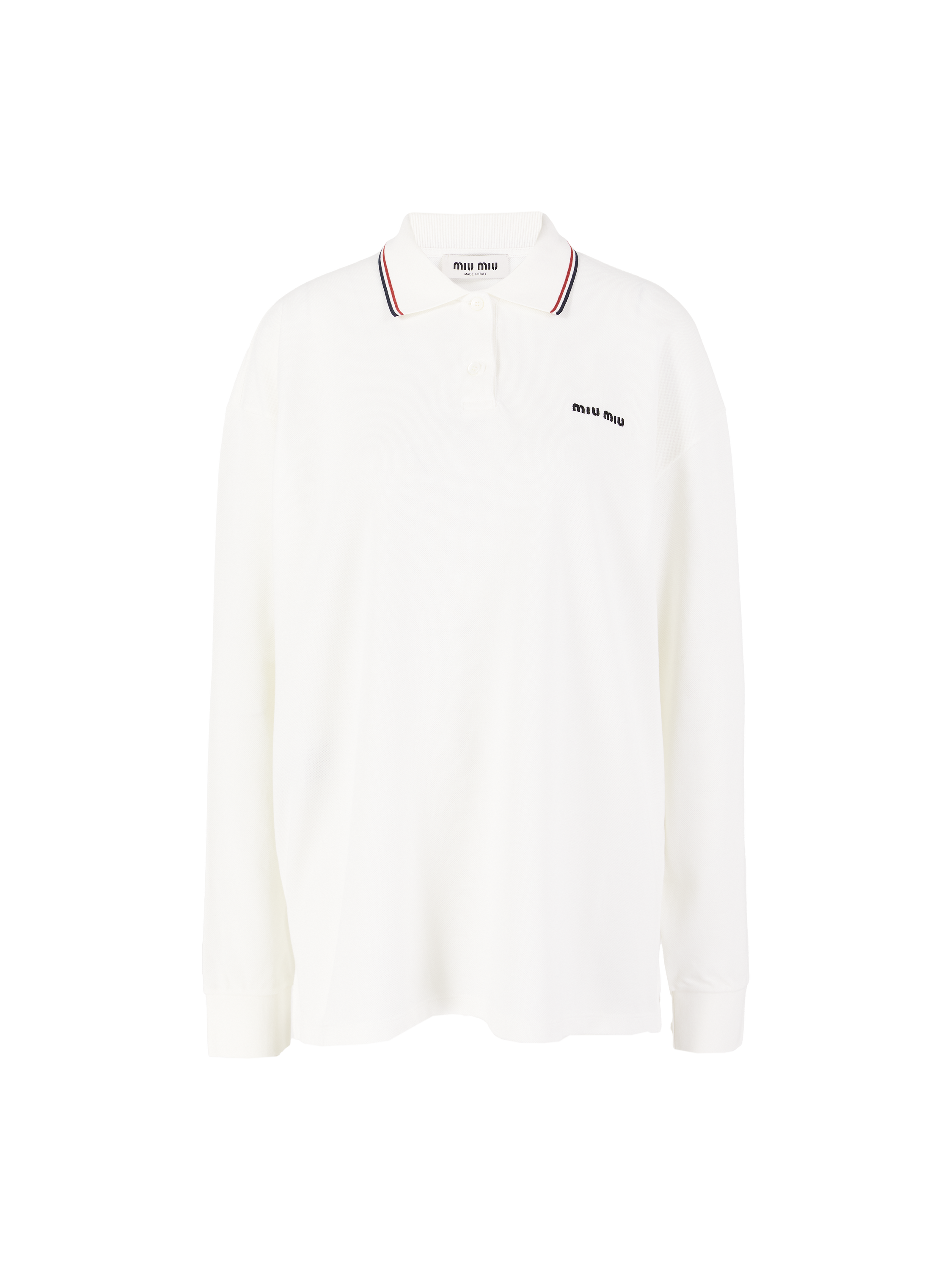 Langärmliges Poloshirt Weiß