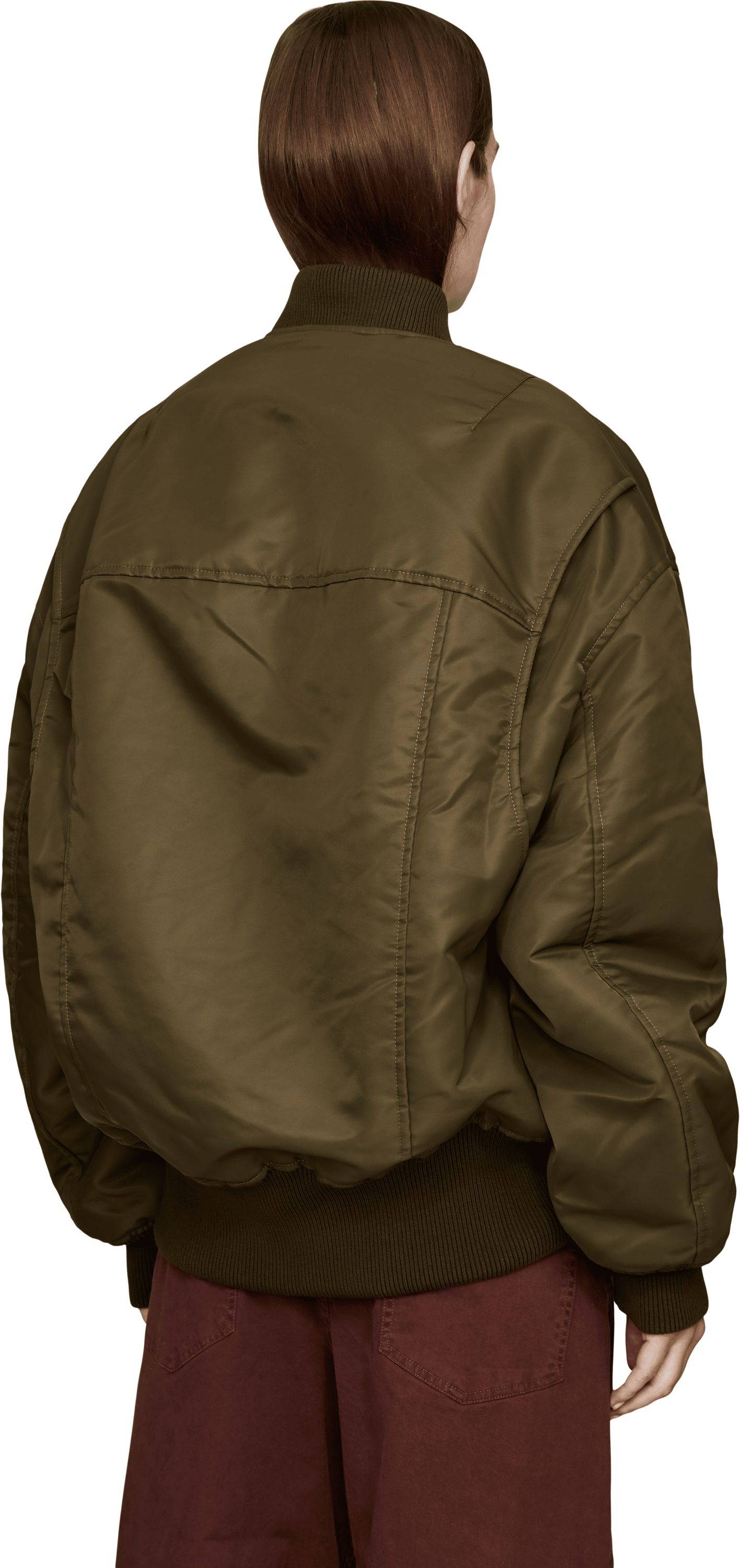JW Anderson Oversize Bomberjacke 'Tipped Hem' Khaki, Rückansicht – UNGER.DE