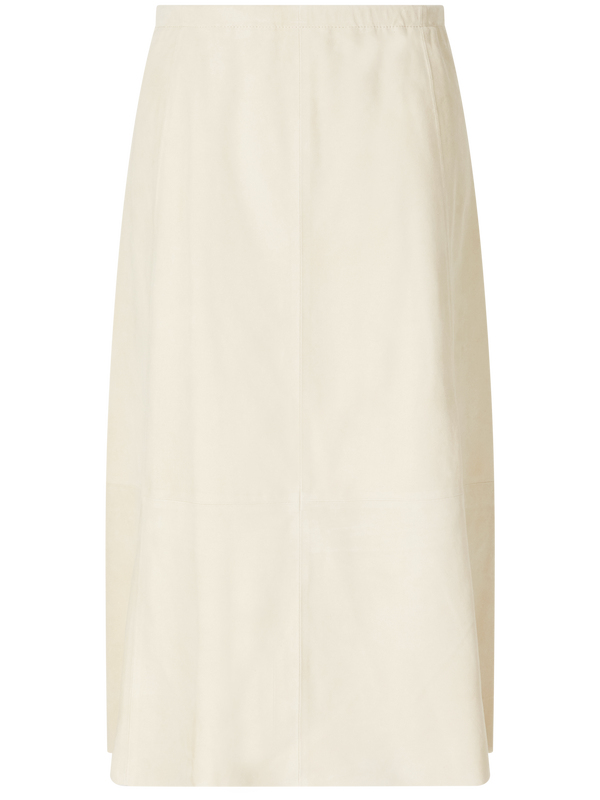 Ausgestellter Velourslederrock Beige