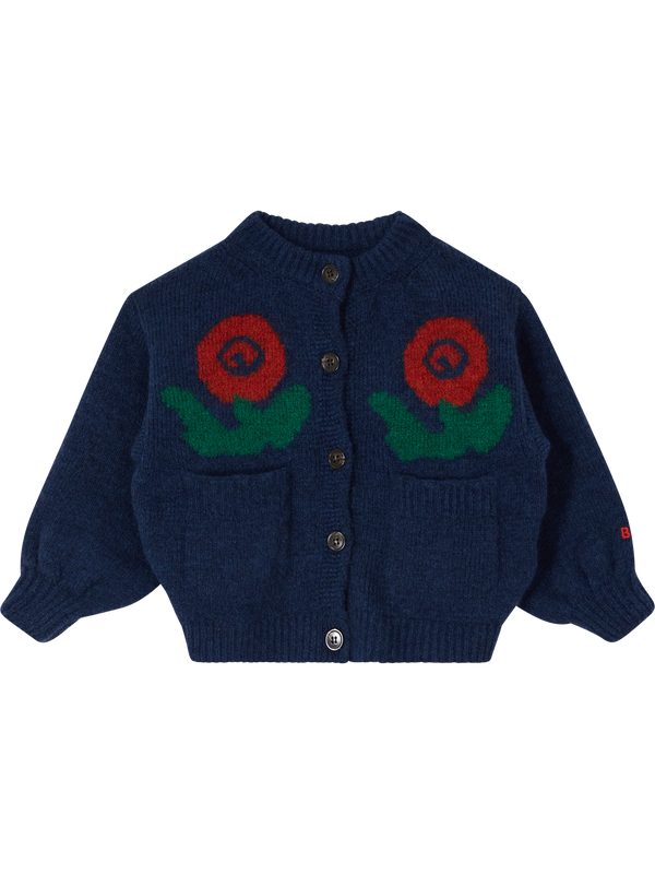 Strickjacke 'Stamp Bloom' Dunkelblau