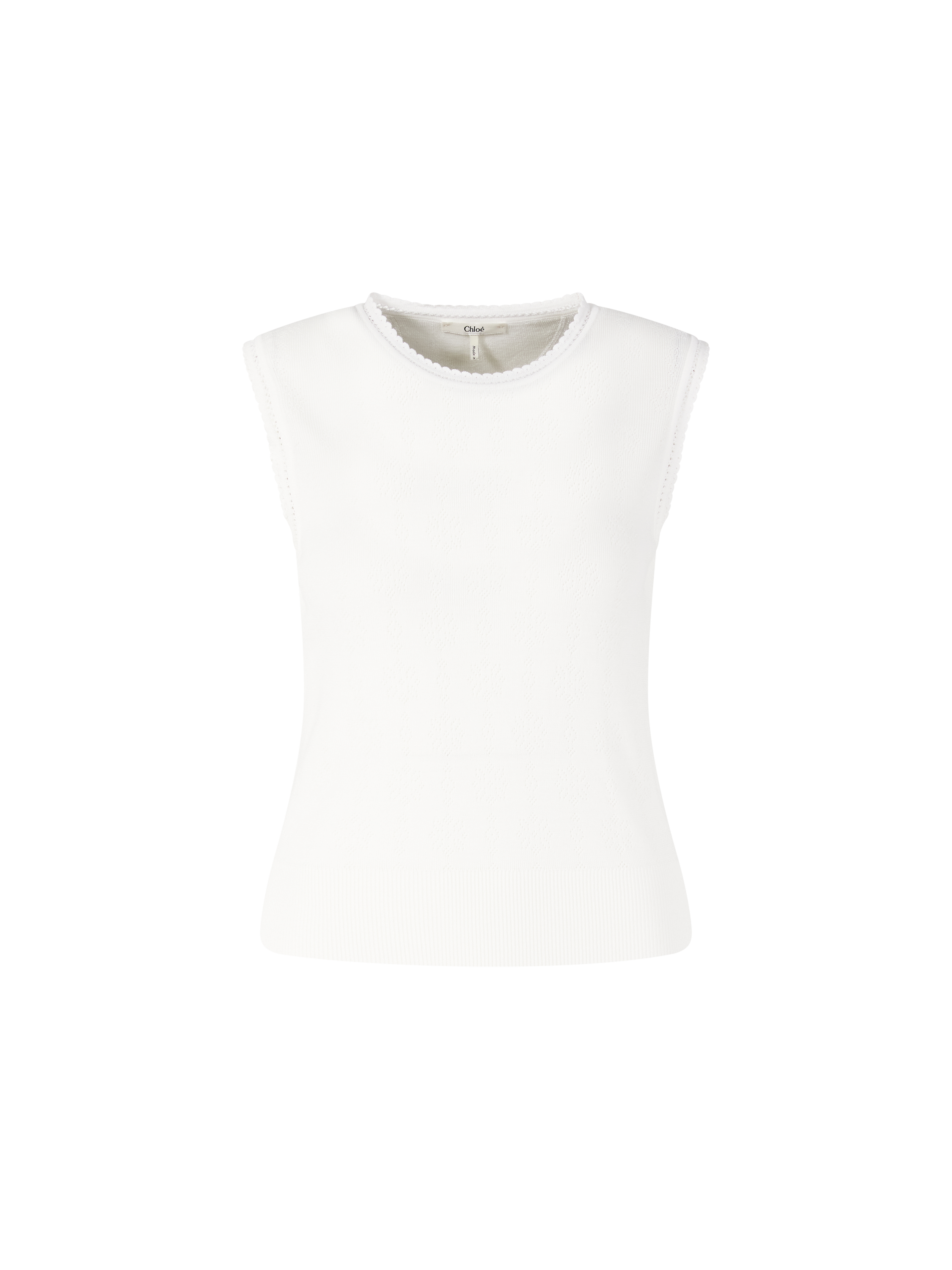 Sleeveless jumper in wool knit white