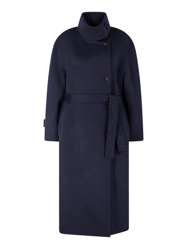 Cashmere-Mantel mit Monili-Perlen Marineblau