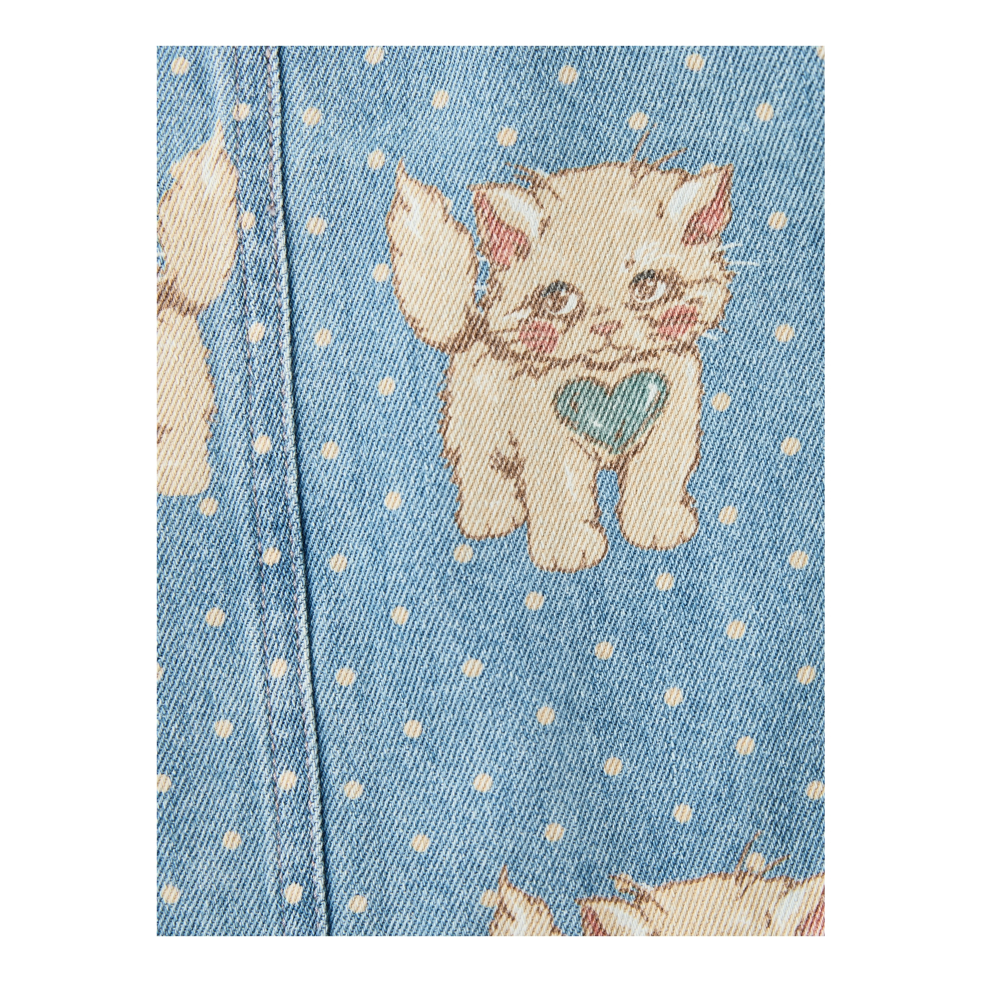 konges slojd 'Magot' dress with kitten motif – blue, Front view – UNGER.DE