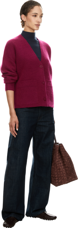'Davella' Ruby Cashmere and Silk Cardigan