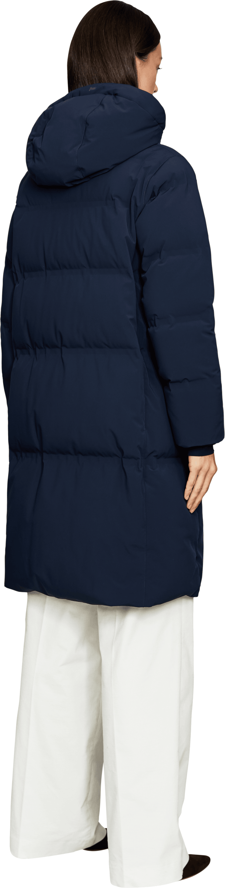 Herno Daunenmantel mit Kapuze Marineblau, Rückansicht – UNGER.DE