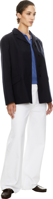 Cashmere jumper with a Serafino collar – blue
