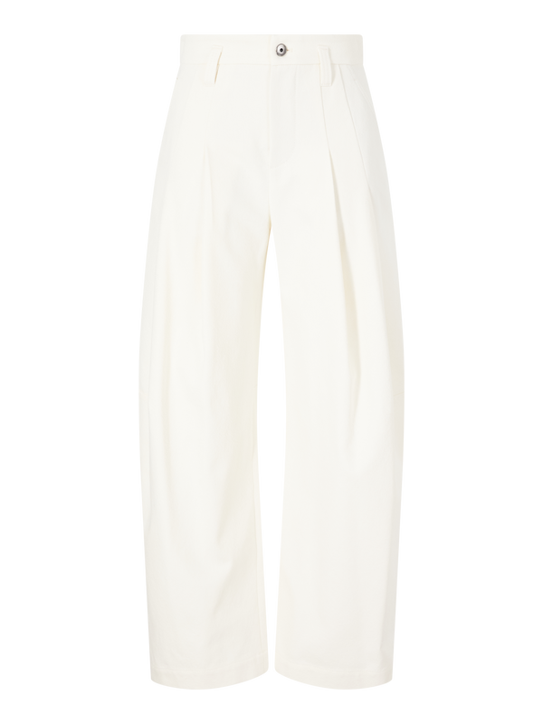 Bundfaltenhose mit Monili-Perlen Crème