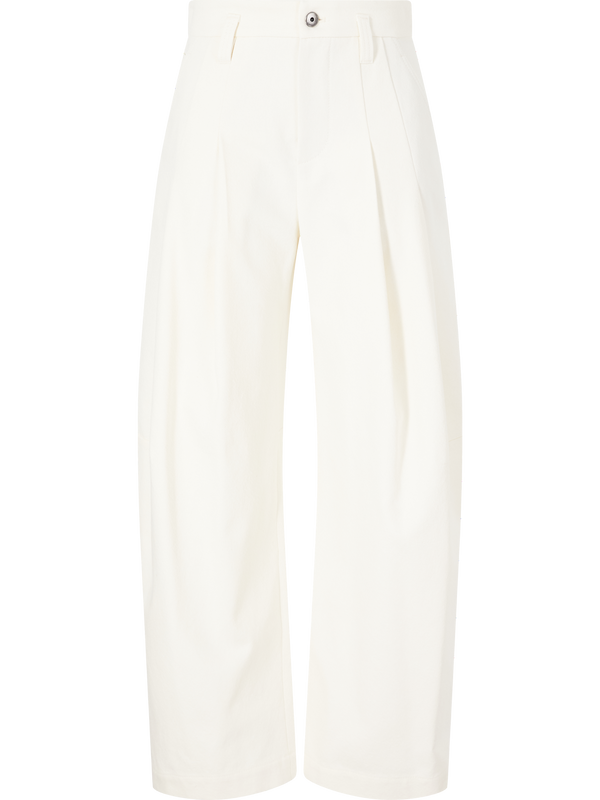 Pleated trousers with monili pearls cream