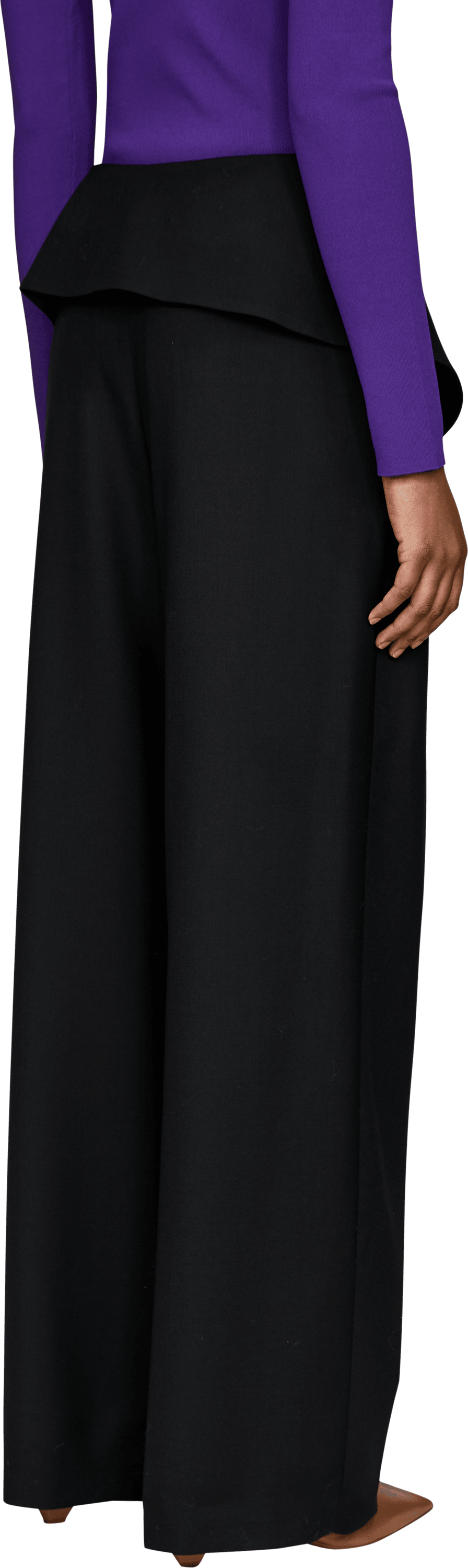 LOEWE Drapierte Wollhose mit Logo-Stickerei Schwarz, Rückansicht – UNGER.DE
