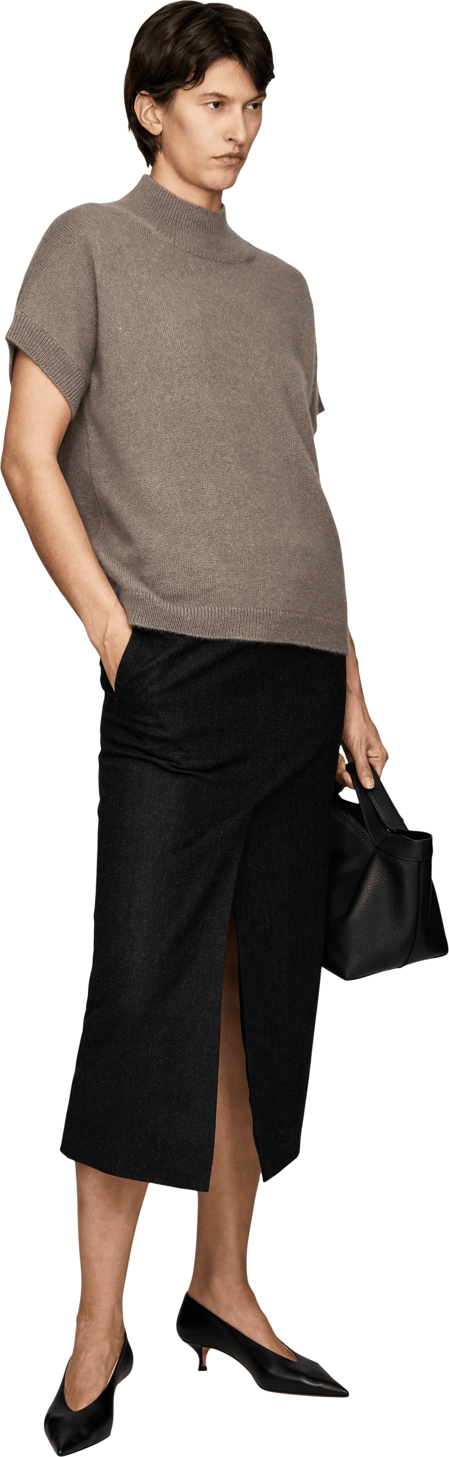 Iris von Arnim Cashmere-Seidenpullover 'Krissy' Taupe, Modelview – UNGER.DE