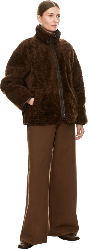 Reversible lambskin jacket dark brown