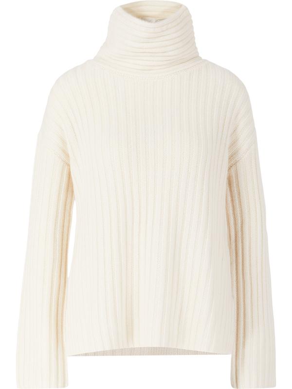 Cashmere-Pullover mit weitem Rollkragen Crème