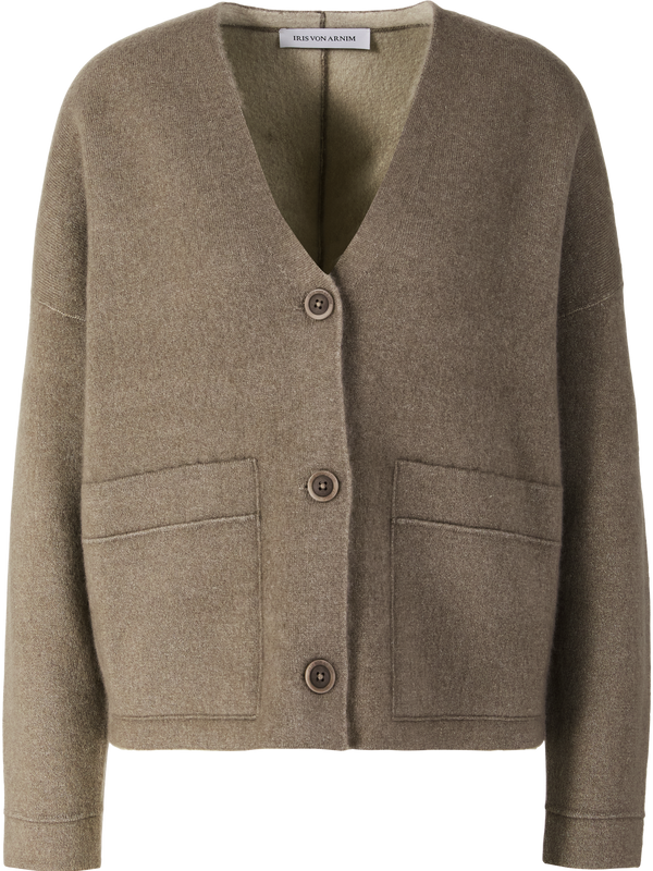 'Davella' cashmere and silk cardigan, taupe/alabaster