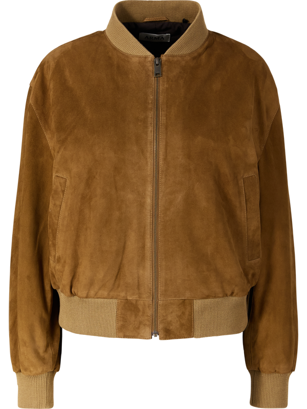 'Karen' bomber jacket in dark olive suede