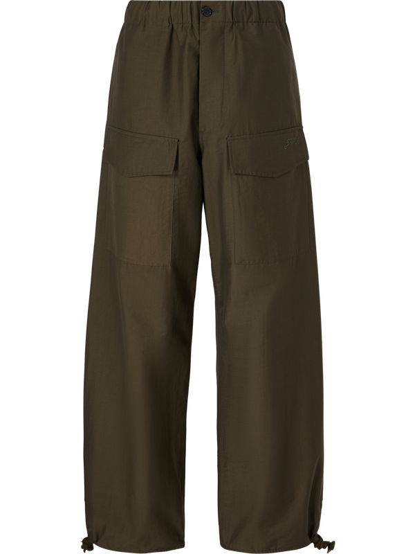 Weite Parachute-Hose mit Logo-Stickerei Khaki
