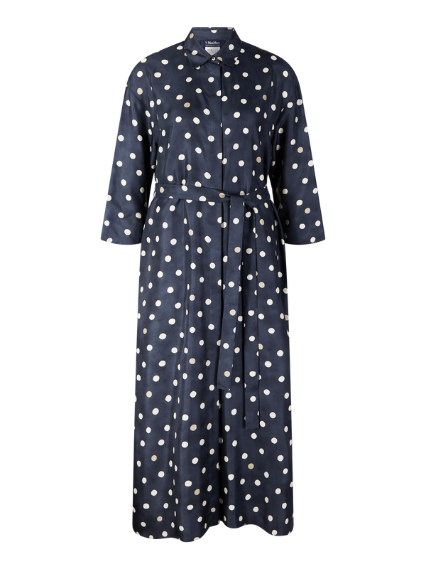 Gepunktetes Blusenkleid 'Leva' aus Seide Marineblau
