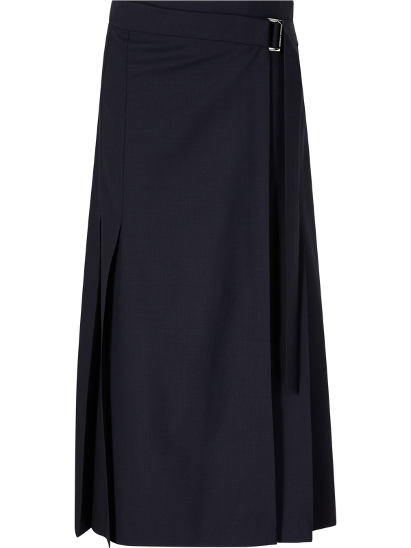 Wrap skirt in virgin wool, navy blue skirt