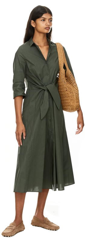 Hemdkleid mit Knotendetail Olivgrün