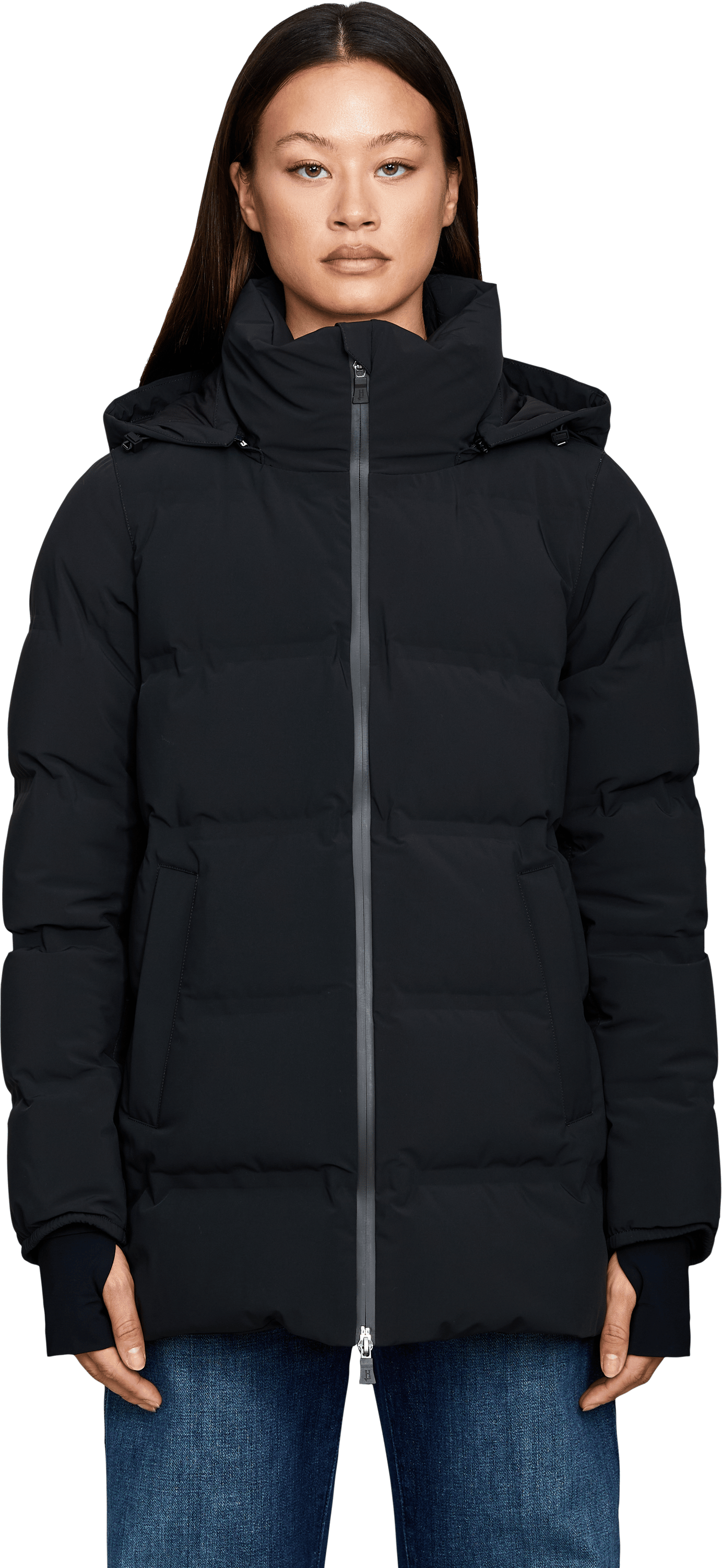 Herno Daunenjacke 'Laminar A Shape' Schwarz, Frontansicht – UNGER.DE