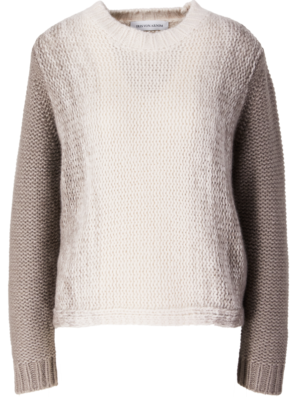 'Jubilea Degradé' cashmere and silk jumper in Alabaster/Taupe
