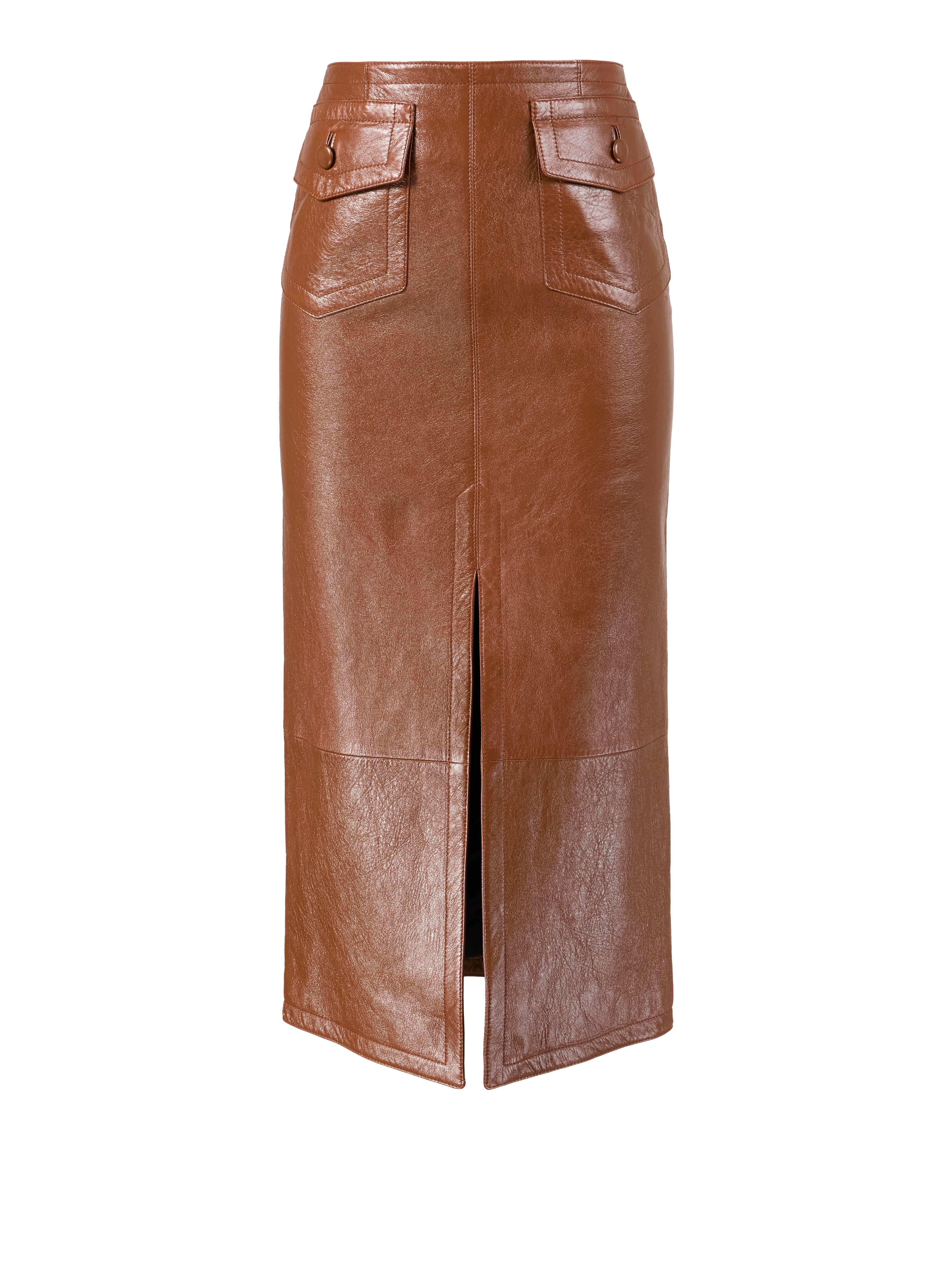 Lambskin Midi Skirt Brown