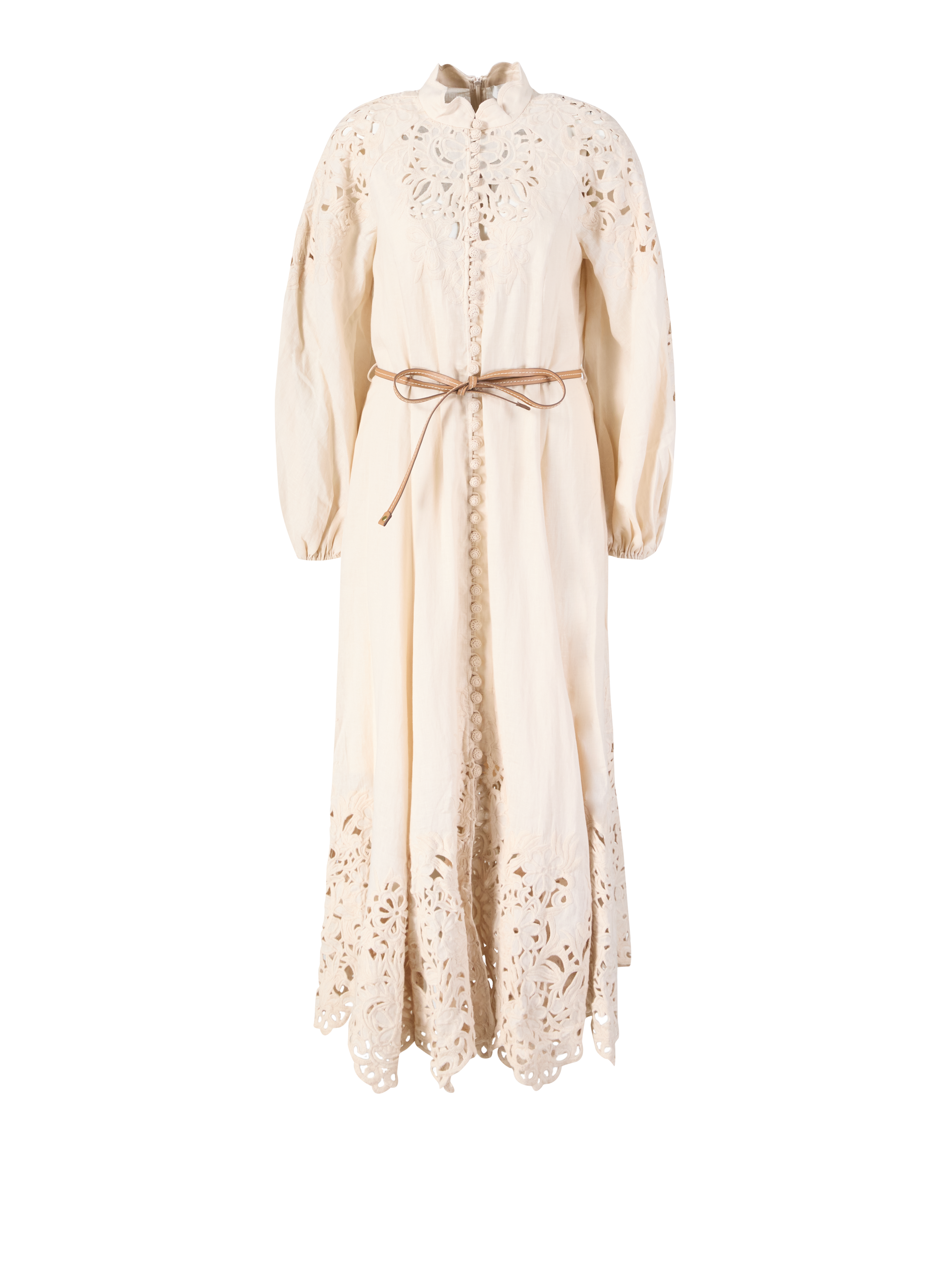 Leinenkleid 'Wylie' mit Lochmuster Beige