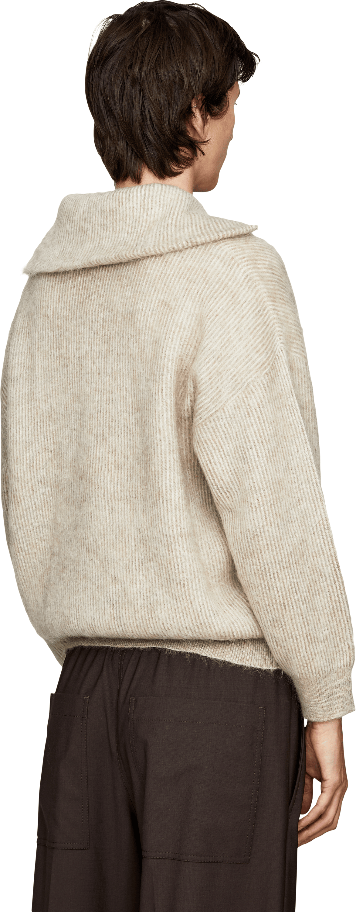 Brunello Cucinelli Beige zip-up turtleneck jumper, Back view – UNGER.DE