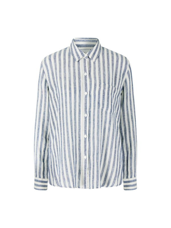 Gestreifte Leinenbluse 'Charli' Blau