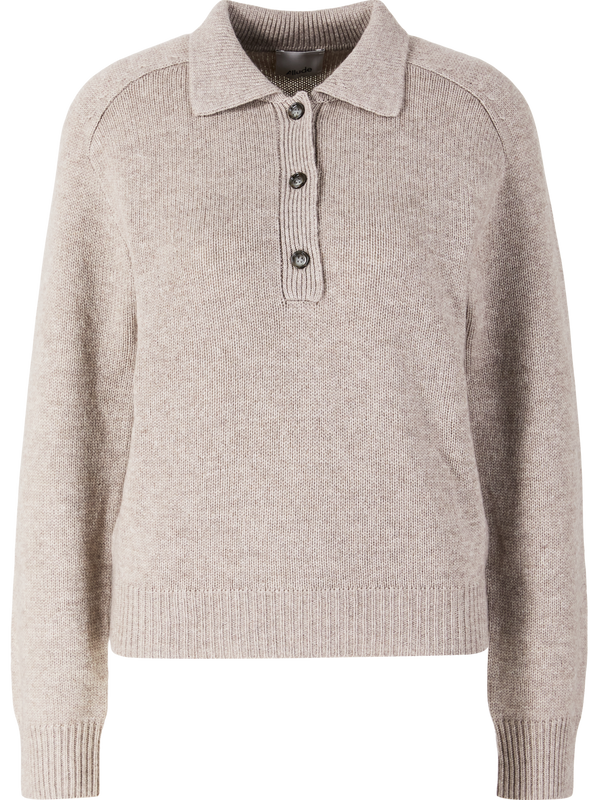 Woll-Cashmere-Pullover mit Polokragen Beige